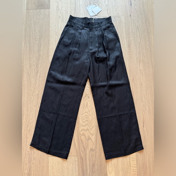 NWOT Anine Bing CARRIE ANKLE PANT IN BLACK LINEN BLEND - Picture 9 of 10